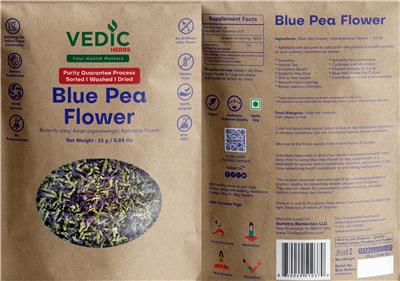 Blue Pea Flower label