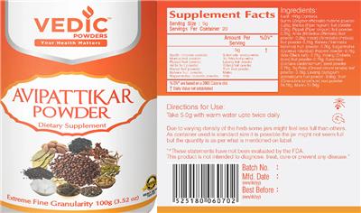Avipattikar Powder label