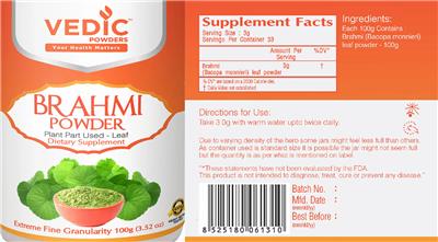 Brahmi Powder label