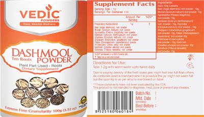 Dashmool Powder label