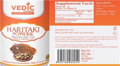 Haritaki Powder label