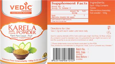 Karela Powder label