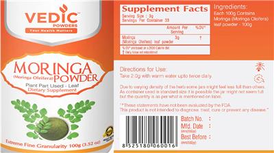 Moringa Powder label