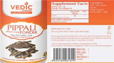 Pippali Powder label