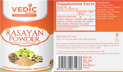 Rasayan Powder label