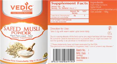 Safed Musli Powder label