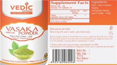 Vasaka Powder label