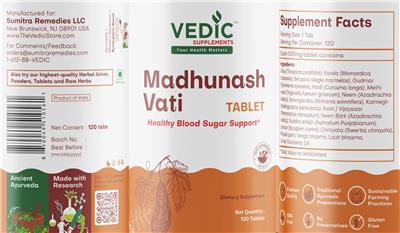 Madhunash Vati Tablets label
