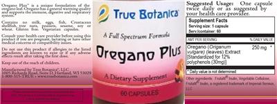 Oregano Plus label