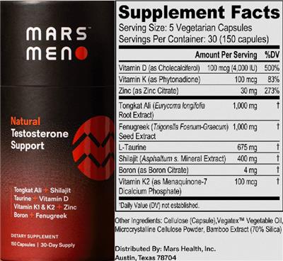 Natural Testosterone Support label