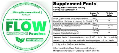 Mushroom Pouches Wintergreen label