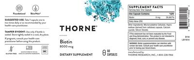 Biotin 8000 mcg label