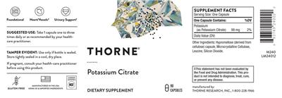 Potassium Citrate label