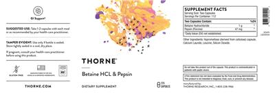 Betaine HCL & Pepsin label