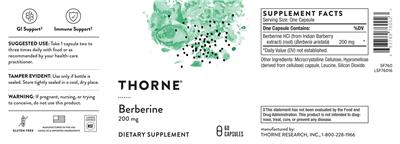 Berberine 200 mg label