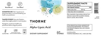 Alpha-Lipoic Acid label