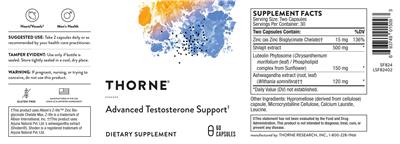 Advanced Testosterone Support label