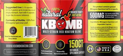KBomb Multi-Strain Red Kratom Blend label
