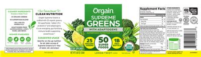 Supreme Greens with Adaptogens Lemon Twist Flavored label