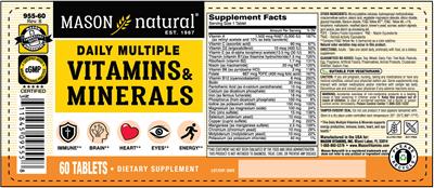 Daily Multiple Vitamins with Minerals label