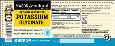 Optimum Absorption Potassium Glycinate label