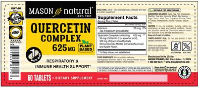 Quercetin Complex 625 mg label