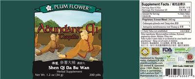 Abundant Qi Teapills label