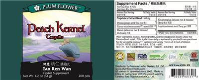 Peach Kernel Teapills label