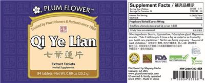 Qi Ye Lian Extract Tablets label