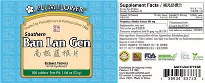 Southern Ban Lan Gen Extract Tablets label