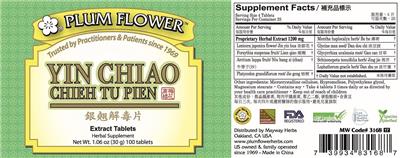 Yin Chiao Chieh Tu Pien Extract Tablets label