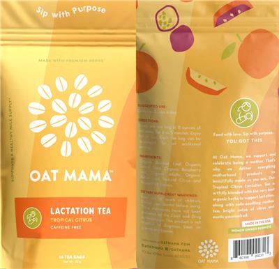 Lactation Tea Tropical Citrus label