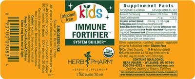 Kids Immune Fortifier Alcohol Free label