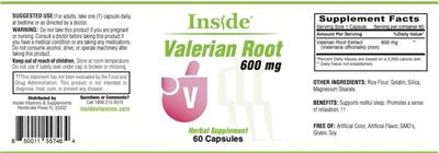 Valerian Root 600 mg label
