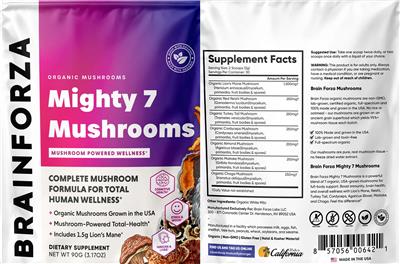 Mighty 7 Mushrooms label