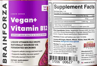 Vegan+ Vitamin B12 Super Berry label