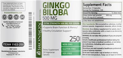Ginkgo biloba 500 mg label