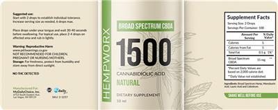 1500 Broad Spectrum CBDA Natural label
