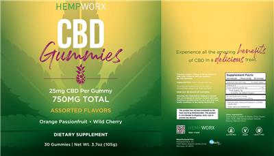 CBD Gummies Assorted Flavors 750 mg label