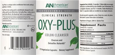 Oxy-Plus Colon Cleanser label