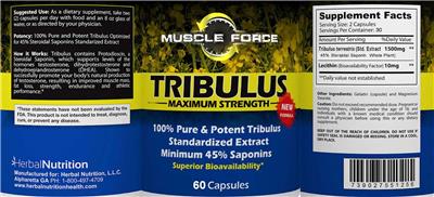 Tribulus Maximum Strength label
