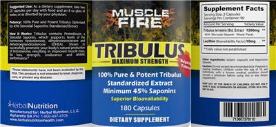 Tribulus Maximum Strength label