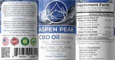 CBD Oil 3000 mg label