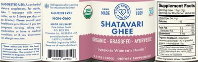 Shatavari Ghee label