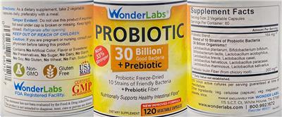 Probiotic 30 Billion Good Bacteria + Prebiotic label