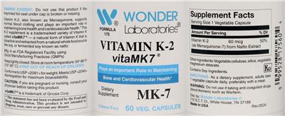 Vitamin K-2 vitaMK7 label