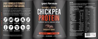 Chickpea Protein Chocolate Shake label