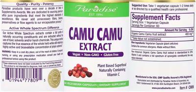 Camu Camu Extract label