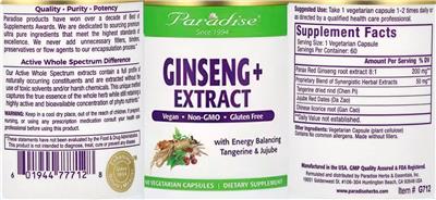 Ginseng + Extract label