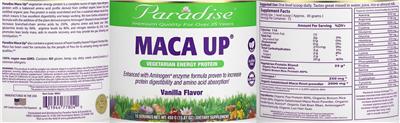 Maca Up Vanilla Flavor label